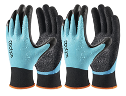 COOLJOB Waterproof Gardening Work Gloves with grip for Women & Men, Double Rubber Coated for Garden Yard Outdoor Construction Worker
